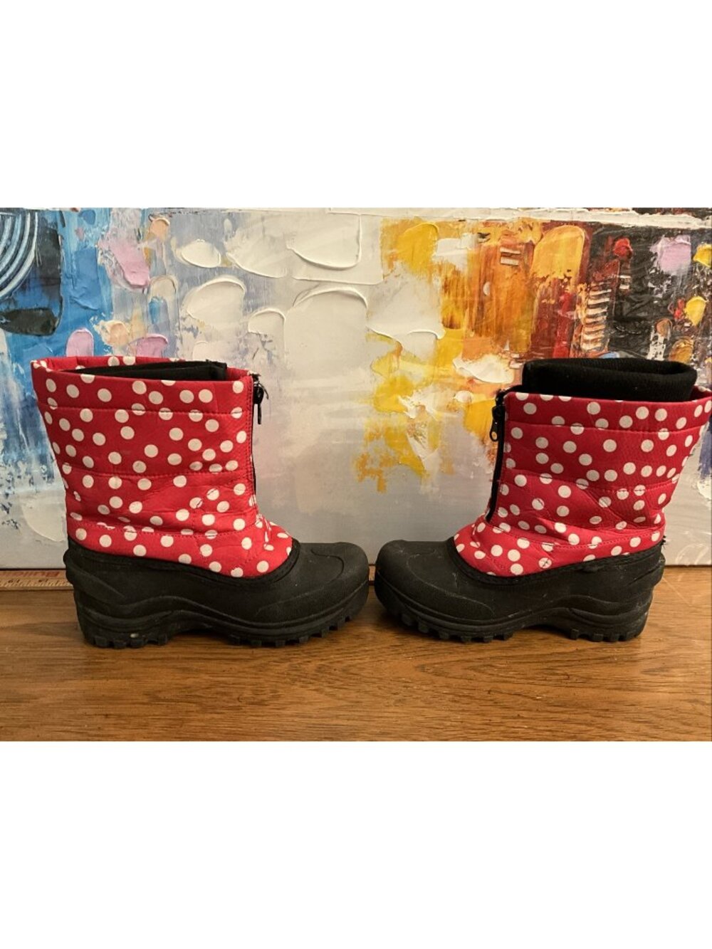 Itasca Polkadot Snow Boots Thick Liner Rubber Foot Very Warm Girls sz 2